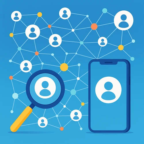 온라인 사람찾기 서비스 네트워크 연결 이미지 - 동창찾기와 지인 재회를 위한 디지털 검색 플랫폼