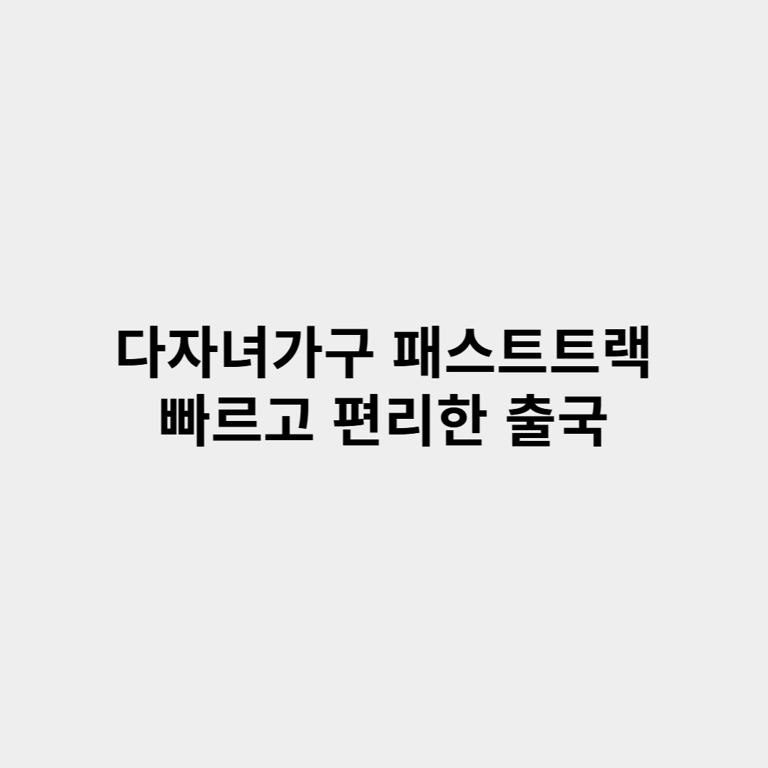 다자녀가구 인천공항 패스트트랙