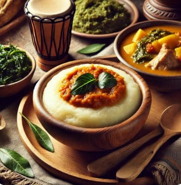 짐바브웨의 사자(Sadza): 옥수수 가루로 만든 기본 음식과 다양한 조합