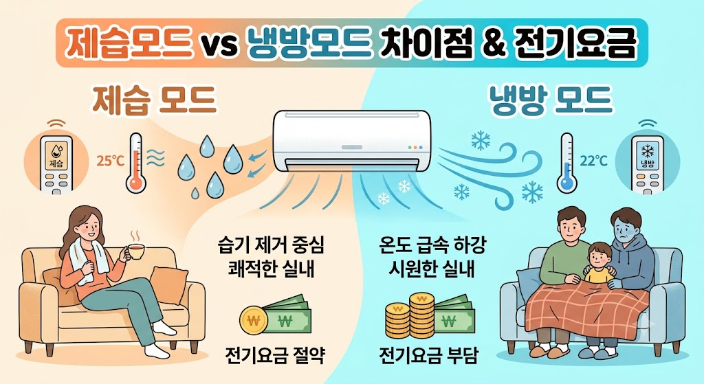 제습모드vs냉방모드 전기요금 차이