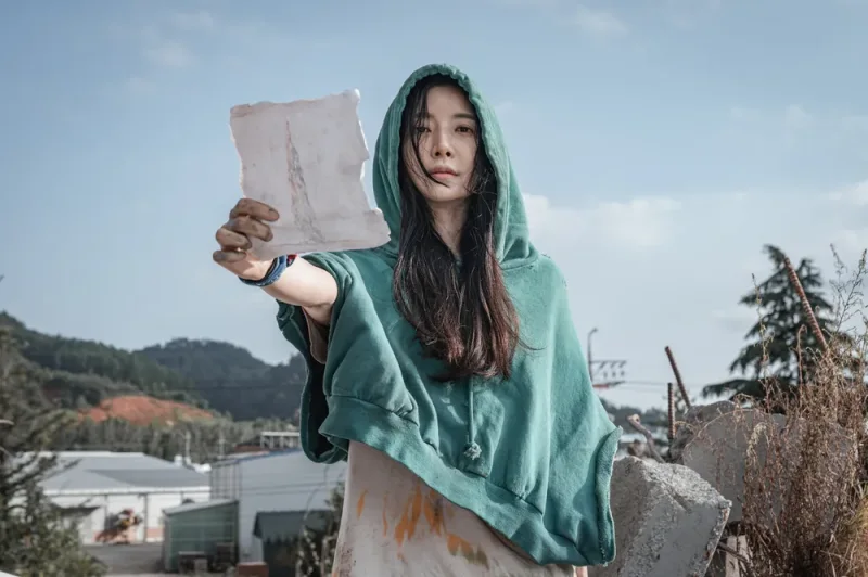 허름한 후드티에 긴 웨이브 머리를 하고 있는 스위트홈 시즌2의 봉선화를 연기하는 배우 윤세아