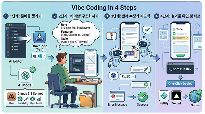 바이브 코딩으로 앱 만들기 4단계