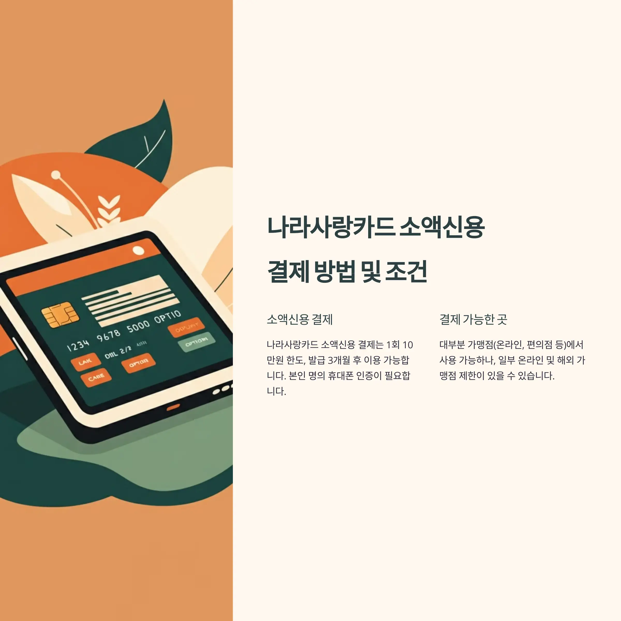 나라사랑카드 소액신용 결제 방법 및 조건