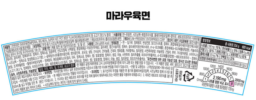 만한대찬 영양성분1