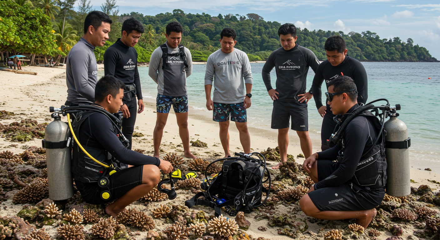 교육중인 다이버들