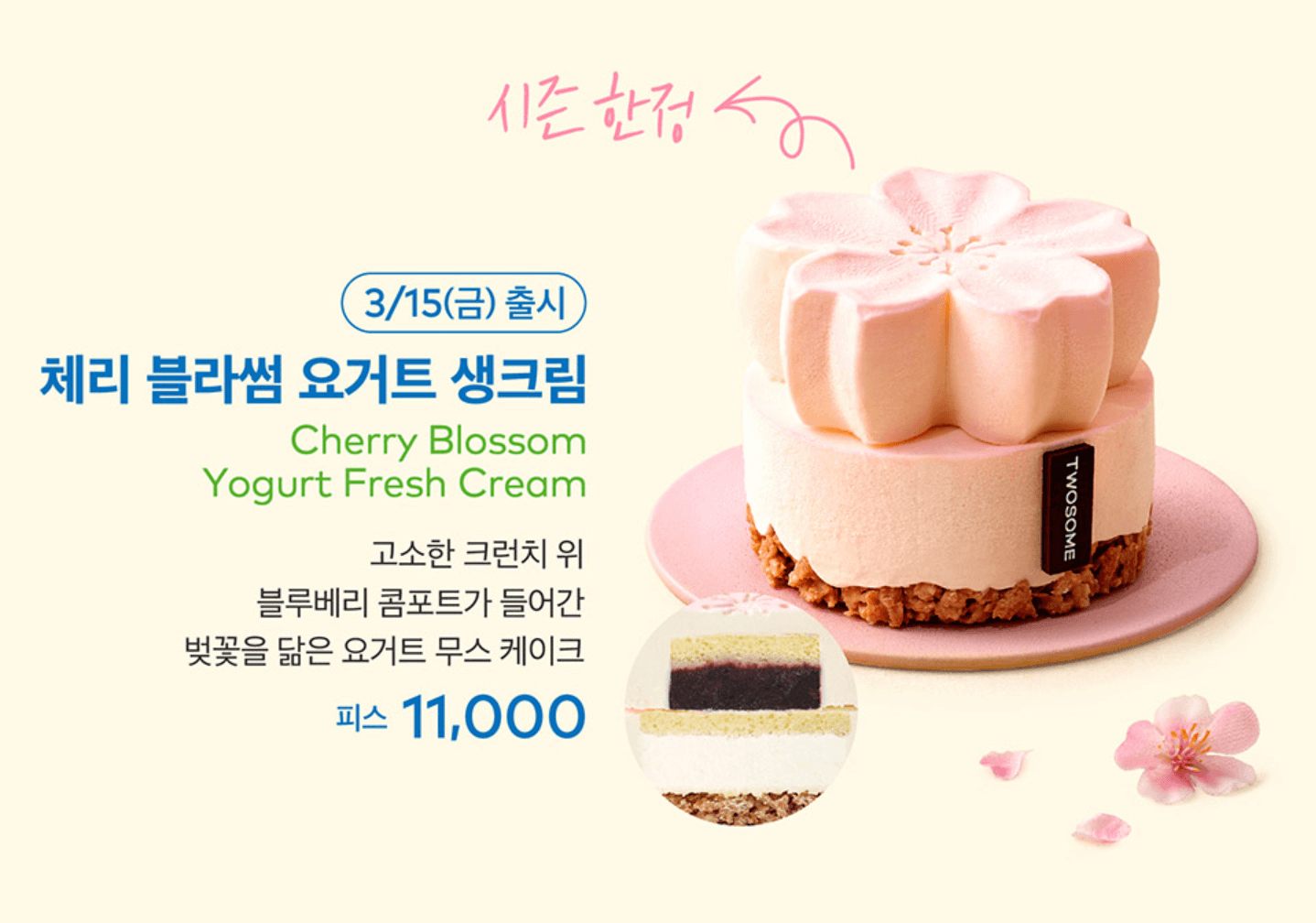 체리 블라썸 요거트 생크림 케이크