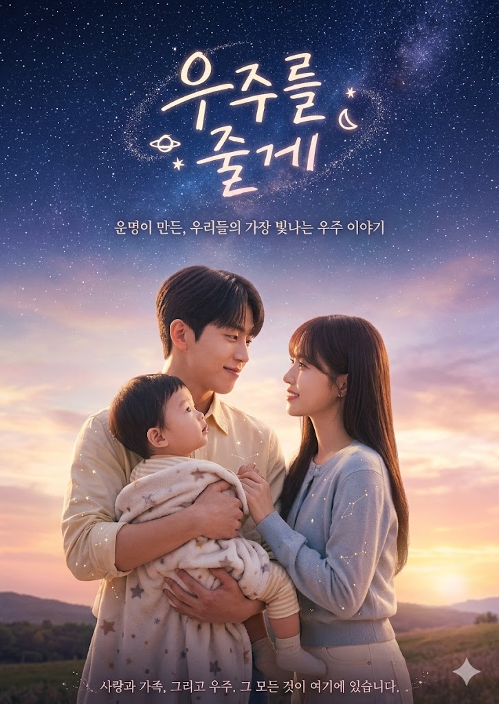 A beautifully designed poster of the drama Our Universe showing the main cast with a starlit background.