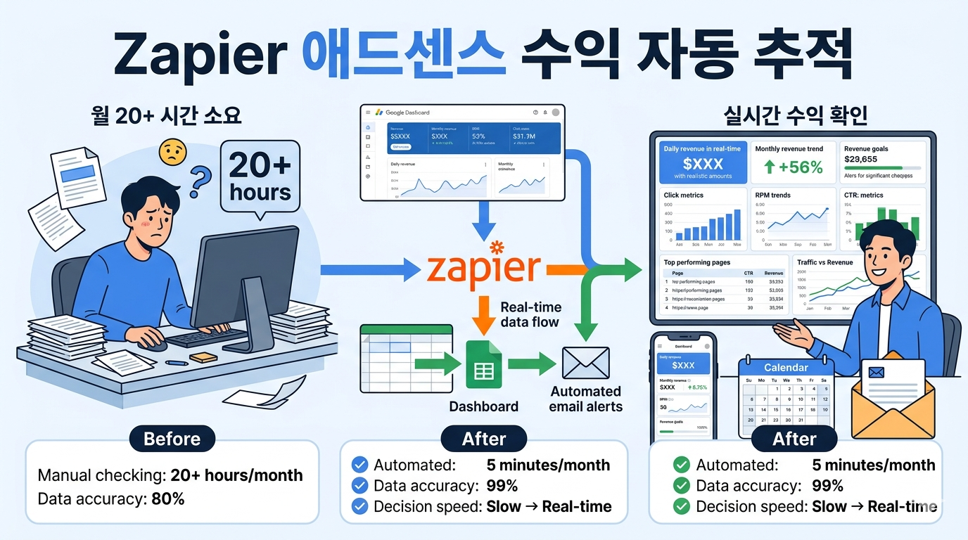 Zapier AdSense 수익 자동화 - 실시간 수익 추적 대시보드와 자동 리포팅 시스템