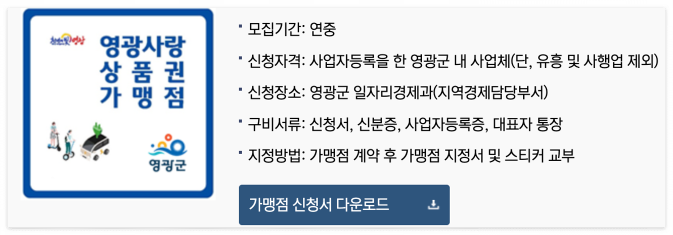 영광군-민생회복지원금-영광사랑-상품권-가맹점