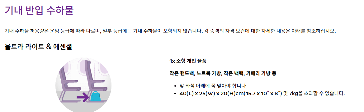 홍콩익스프레스 수하물 기내