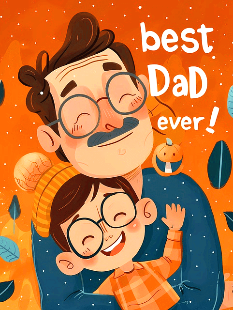 안경을 쓴 아빠가 안경을 쓴 어린 아들을 품에 안고 두 눈을 감고있다.