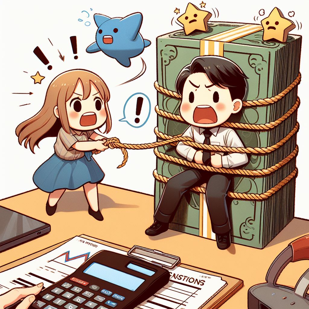 경영권을 두고 다투는 상황을 표현한 이미지