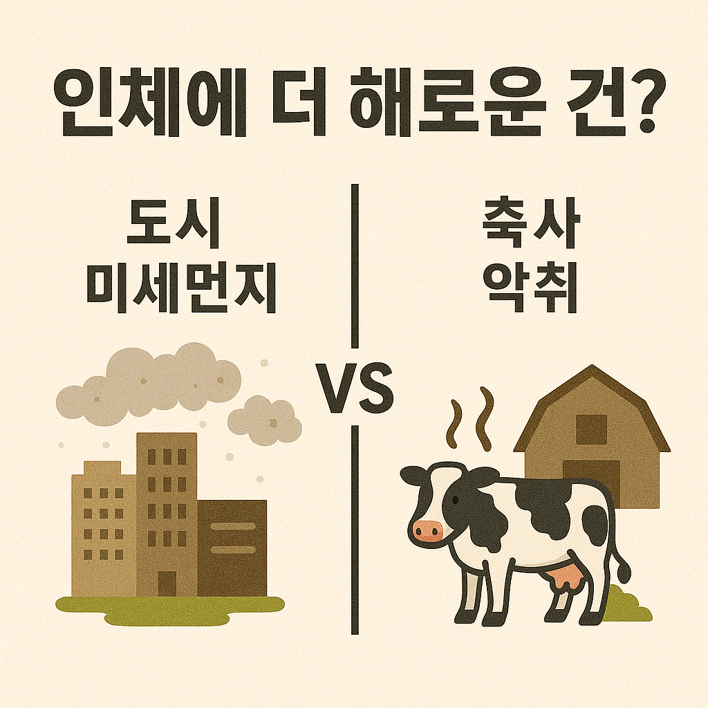 도시 미세먼지 vs 축사 악취, 인체에 더 해로운 건? 문자 이미지