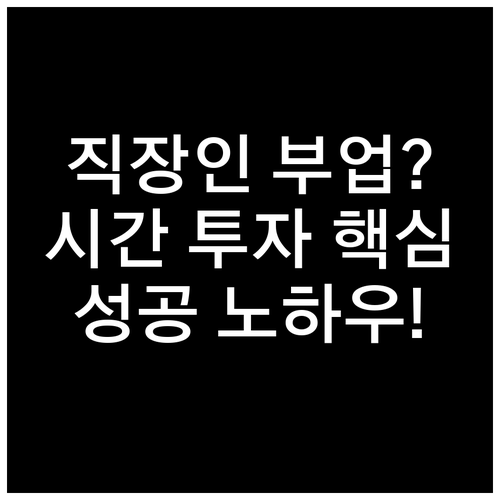 직장인 재택 부업 성공을 위한 시간 ..