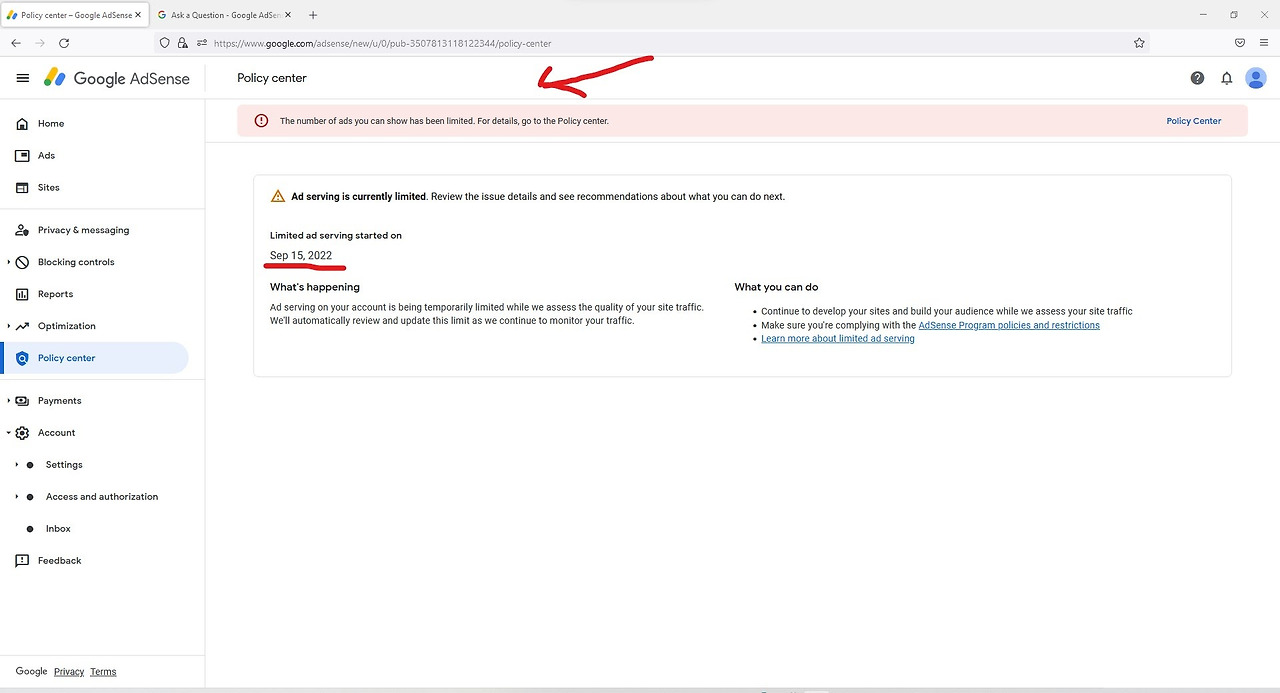 구글 애드센스&amp;#44; 하나 이상의 애드센스 제품에서 표시할 수 있는 광고의 수가 제한되었습니다. 원인 해결방법