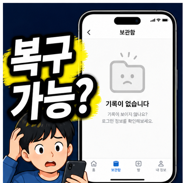 셋로그 삭제 복구를 위해 사라진 기록을 확인하는 스마트폰 사용자