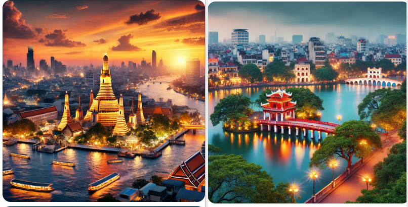 태국 방콕,베트남 하노이 이미지
