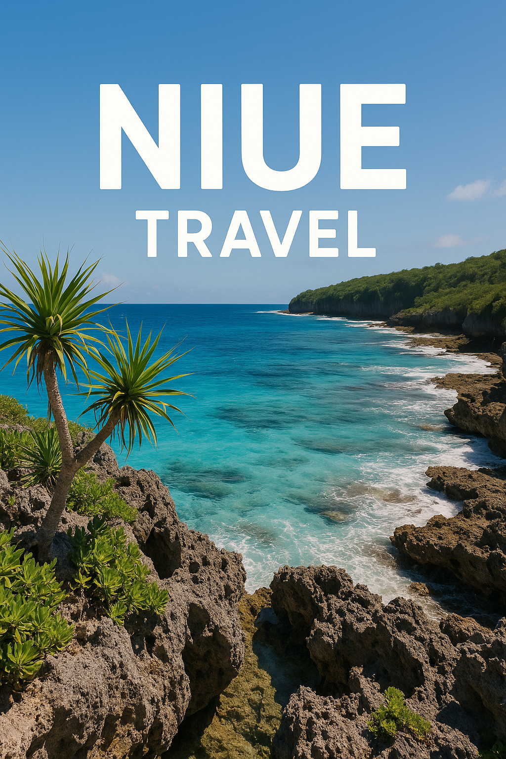 니우에(Niue) 섬의 아바에케레케(Avaiki) 해변 절벽에서 바라본 투명한 에메랄드빛 바다와 열대 식물이 어우러진 풍경은 뉴질랜드와 태평양의 낙원을 동시에 느끼게 해줍니다.