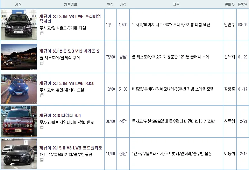 재규어 XJ 중고 가격