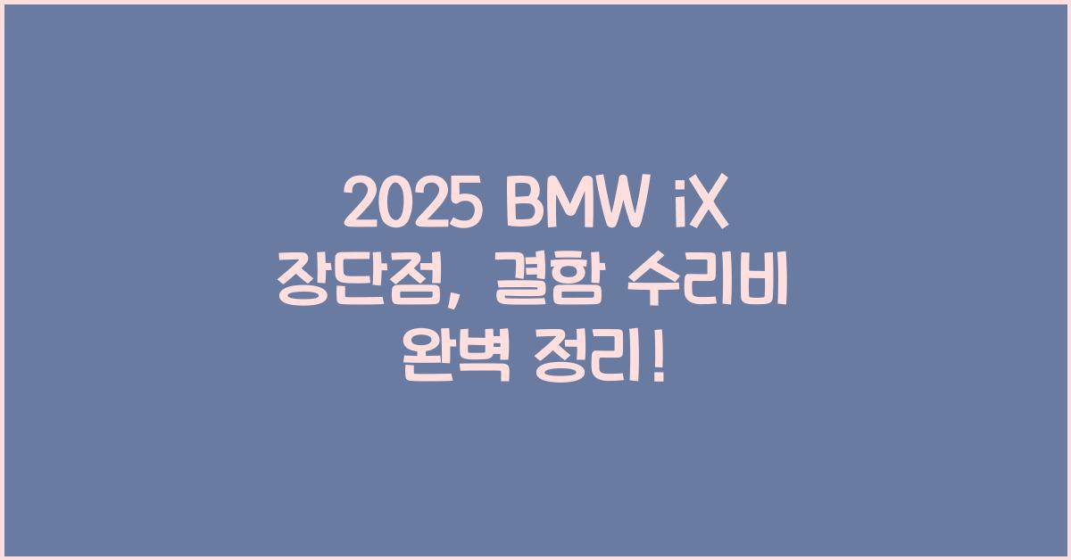 2025 BMW iX 장단점 결함 수리비