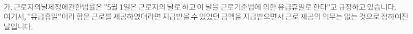근로자의 날 법정 공휴일: 법적 유급휴일