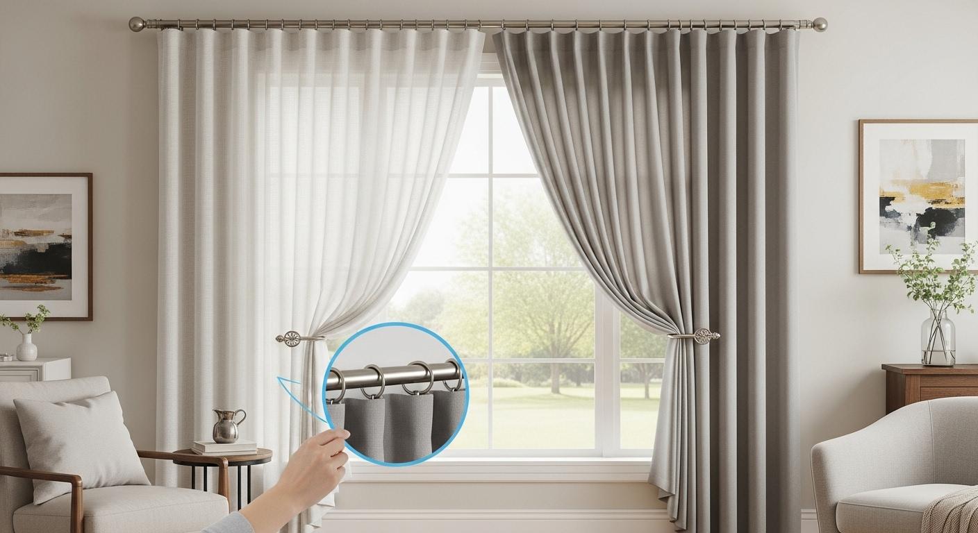 커튼 2중으로 달기