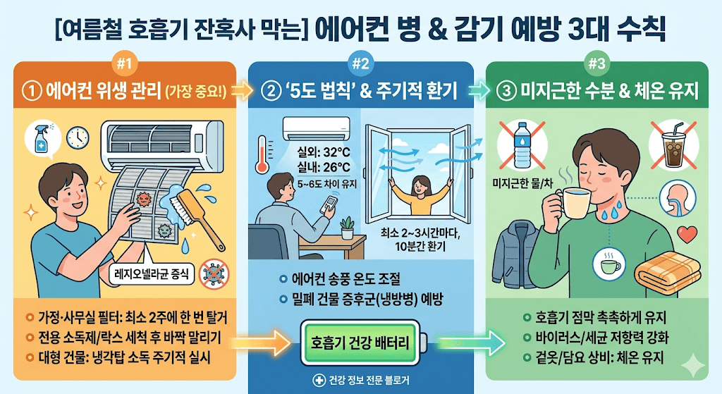 에어컨 병과 감기 예방 3대 수칙
