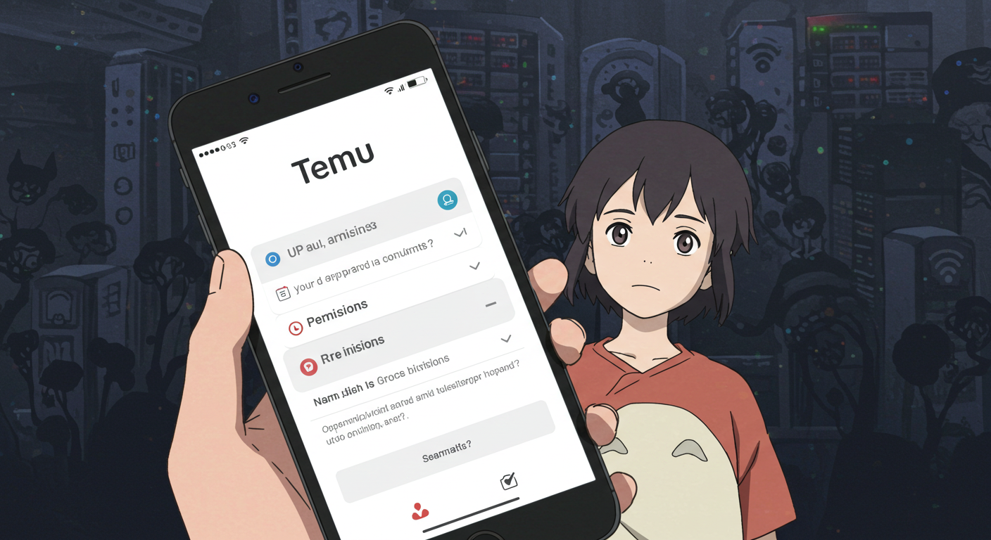 테무 앱의 과도한 개인정보 수집 논란 장면