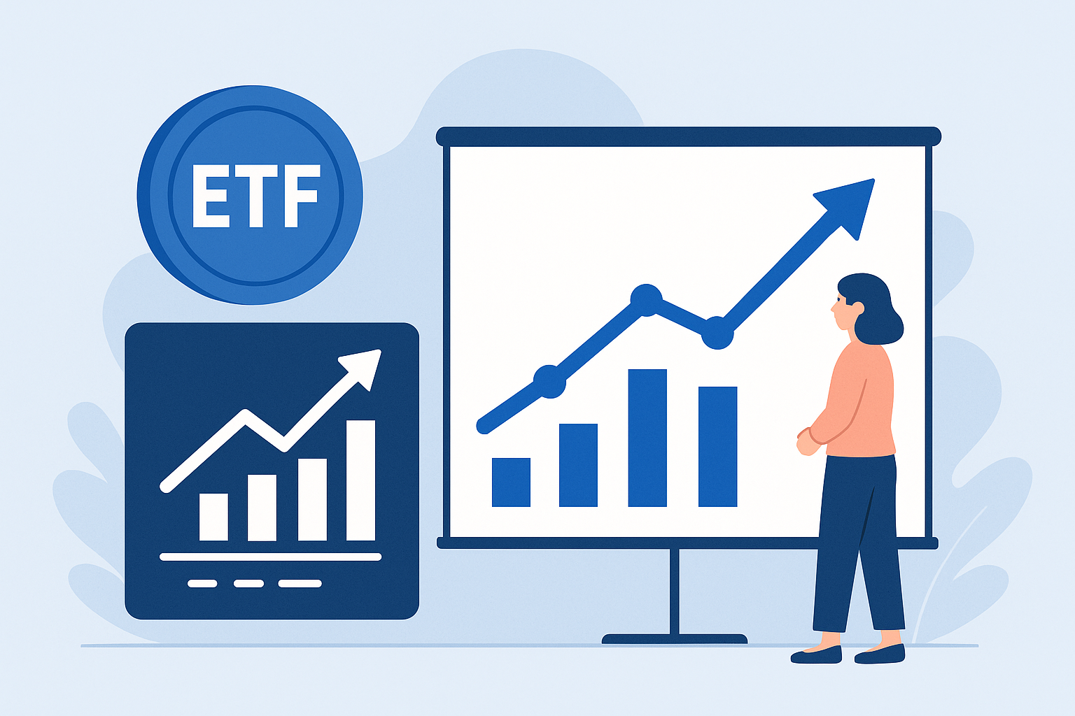 ETF와 주식 그래프를 상징하는 일러스트