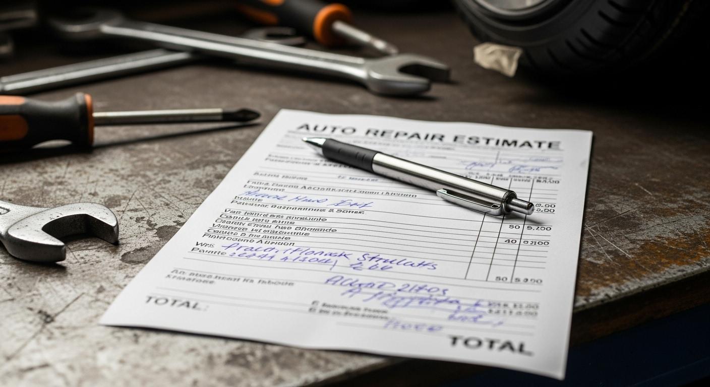 자동차 수리 견적서 발급 비용