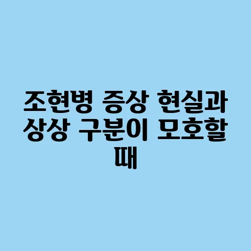 조현병 증상 현실과 상상 구분이 모호할 때