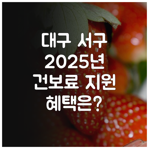 대구 서구 2025 건강보험료 지원 ..