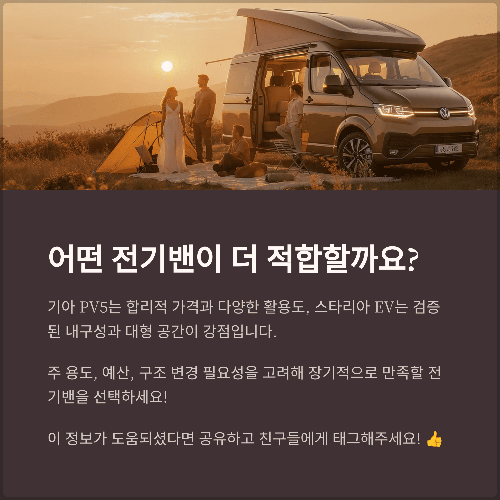 결론: 어떤 전기밴이 더 적합할까요?