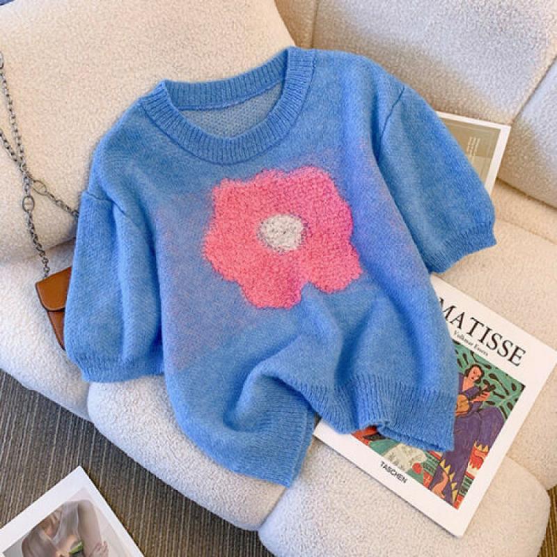 슈팅스타 플라워 니트 반팔 812233