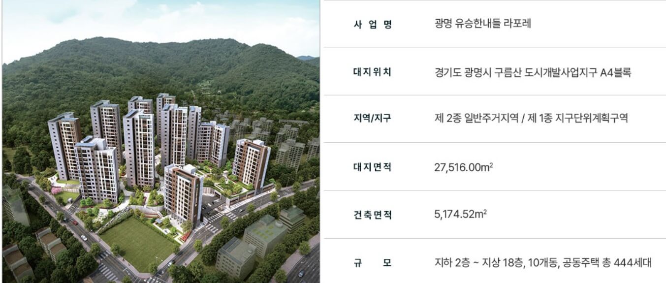 광명 유승한내들 라포레