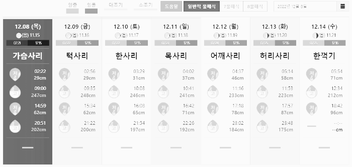 주간 조석예보
