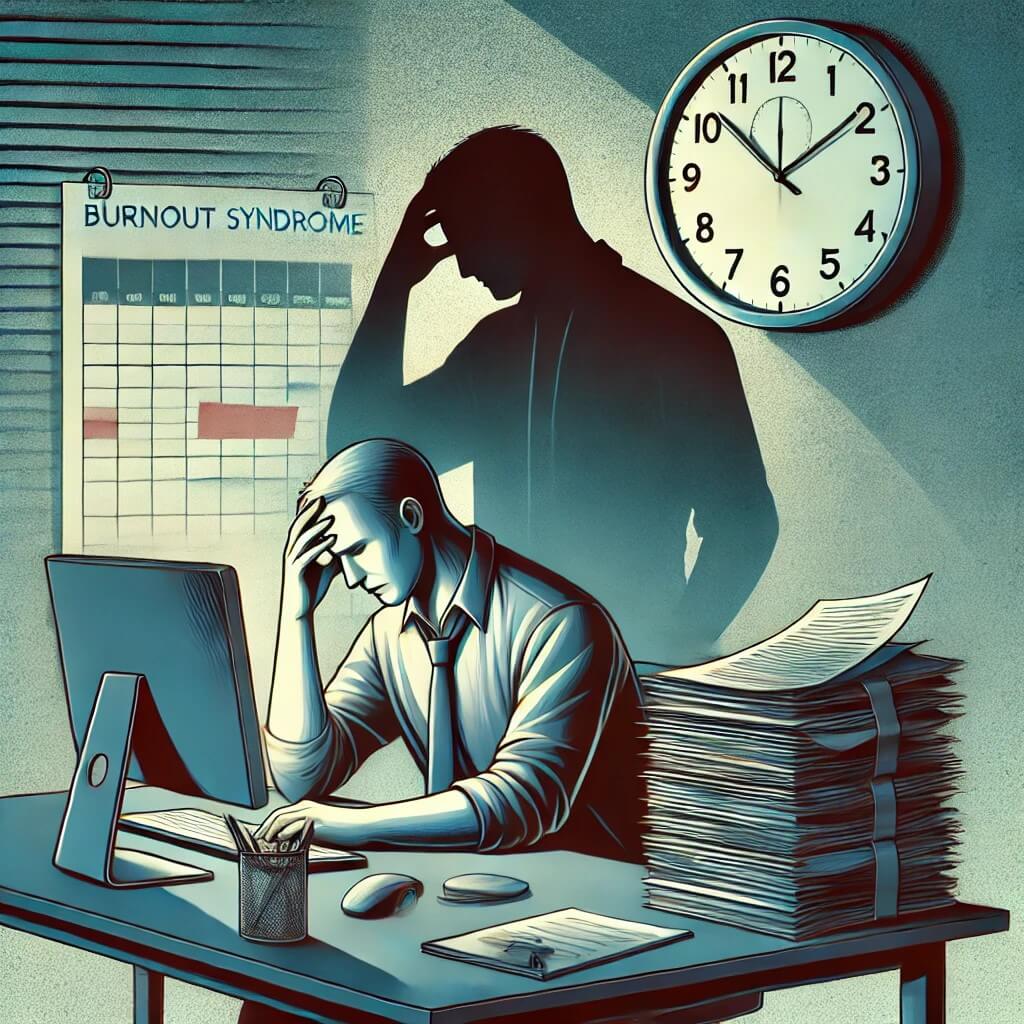 감정적 무게와 만성 피로의 모습을 보여주는 번아웃 증후군