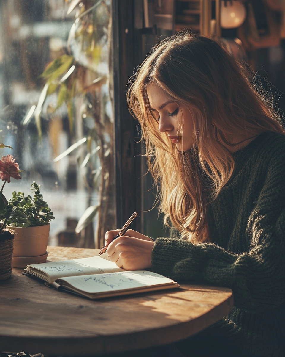 일기를-쓰고-있는-여성