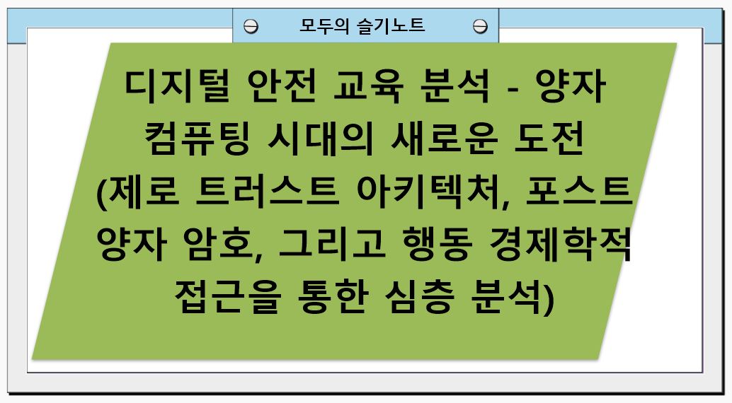 디지털 안전 교육 분석 - 양자 컴퓨팅 시대의 새로운 도전(제로 트러스트 아키텍처, 포스트 양자 암호, 그리고 행동 경제학적 접근을 통한 심층 분석)