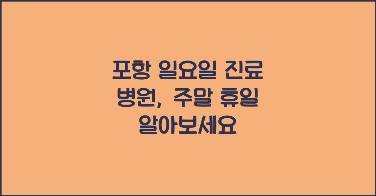 포항 일요일 진료 병원 주말 휴일