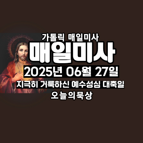 2025년 6월 27일 매일미사 지극히 거룩하신 예수성심 대축일 오늘의 묵상
