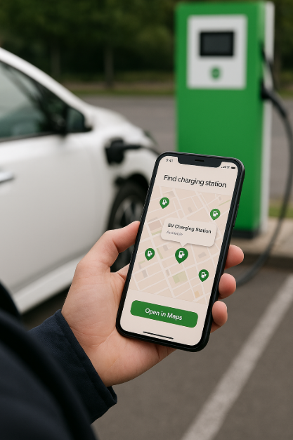 충전소 위치 확인 앱으로 충전소 확인하는 사진