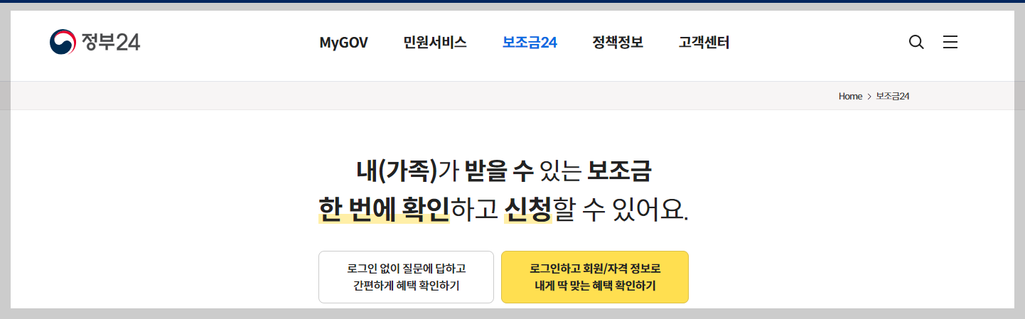정부24 보조금