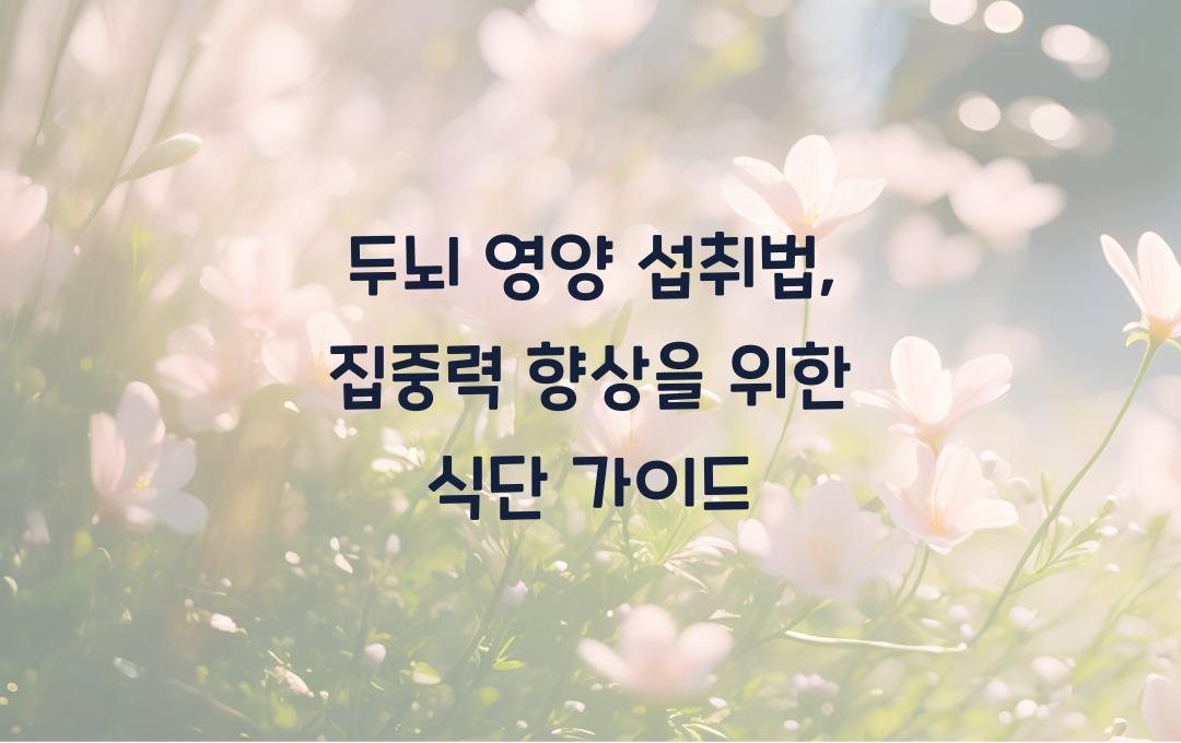 두뇌 영양 섭취법: 건강한 뇌를 위한 식단 가이드