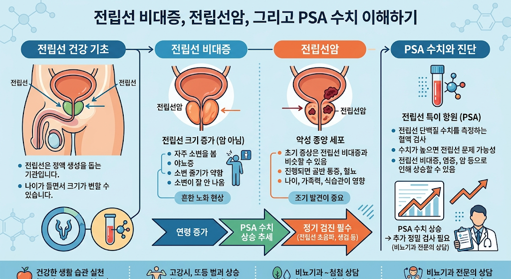 전립선 비대증,전립선암 및 PSA수치 설명