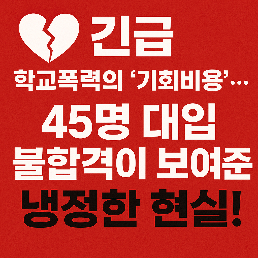 💔 [긴급] 학교폭력의 &lsquo;기회비용&rsquo;
&hellip; 45명 대입 불합격이 보여준 냉정한 현실!