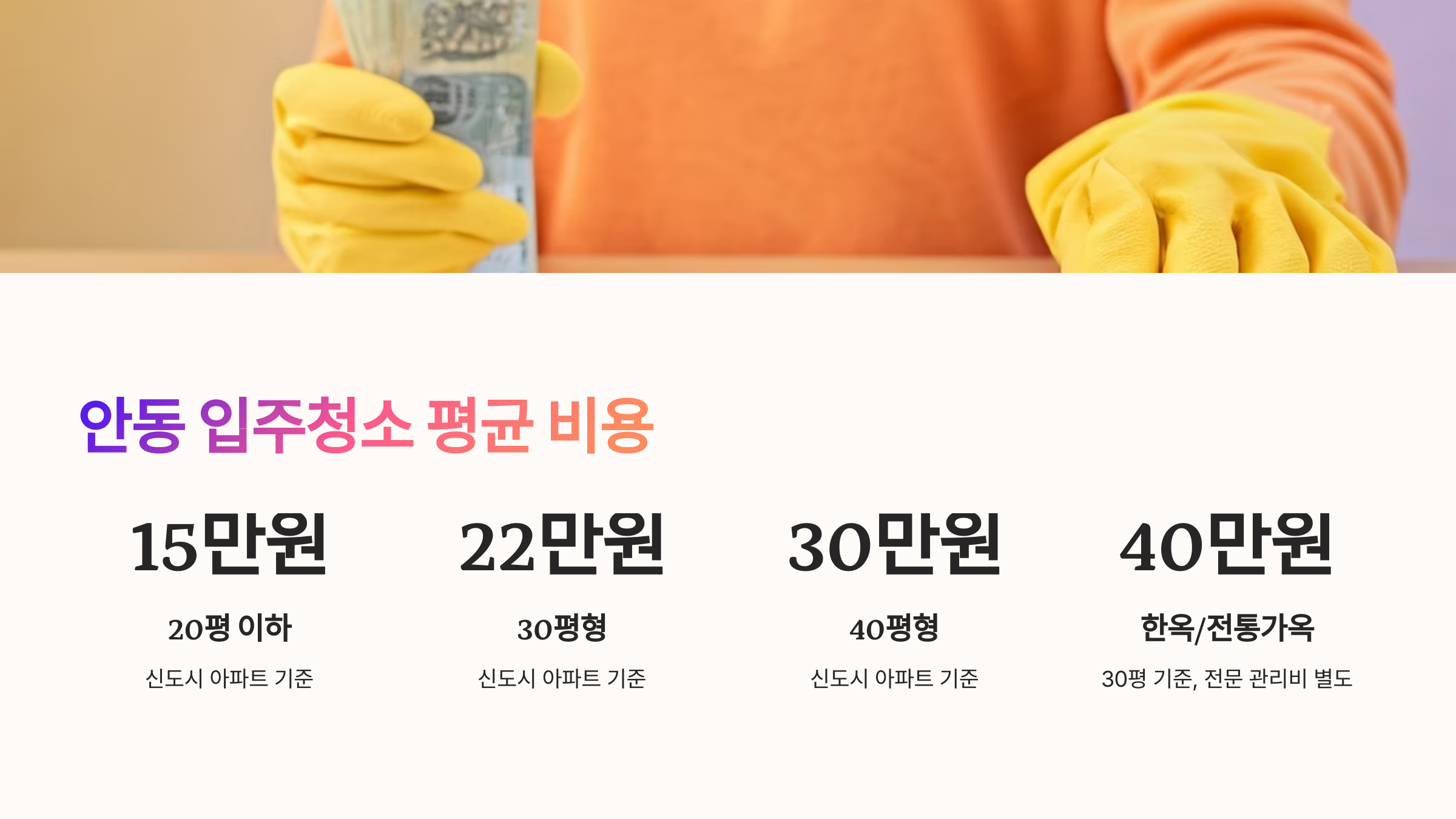 안동 입주청소 지역별 평균 비용