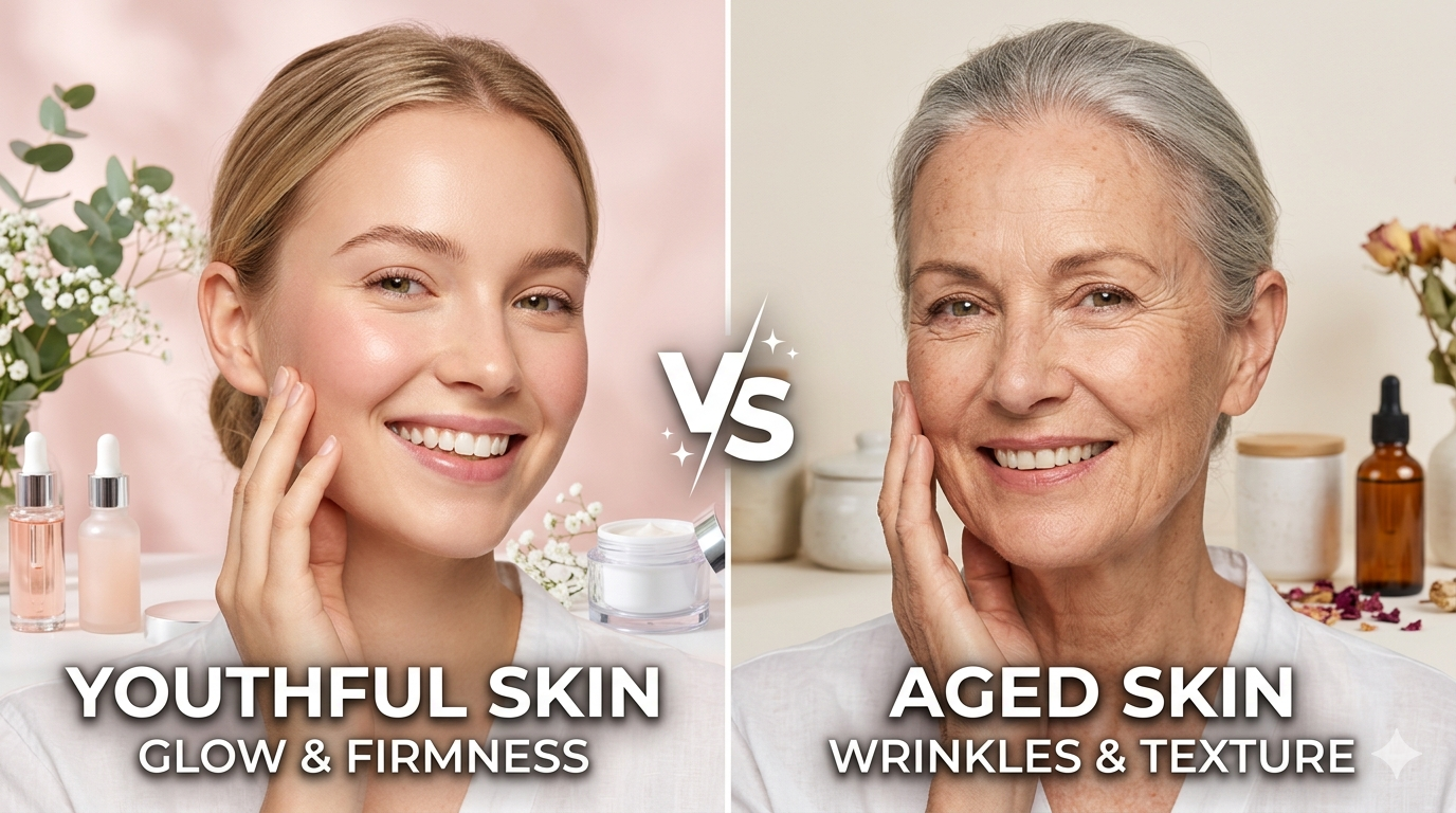 Comparison of young skin and aged skin