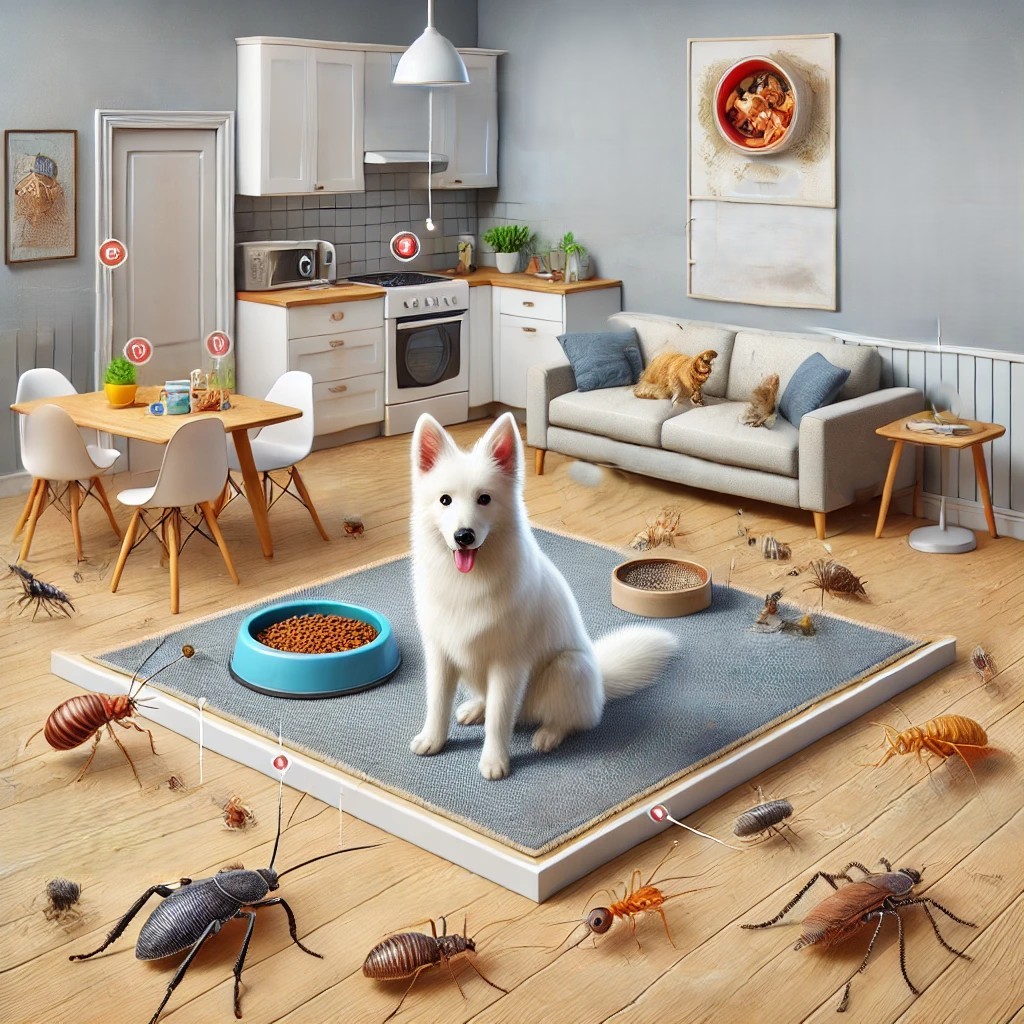 해충에세 위협을 받는 애완동물 사진