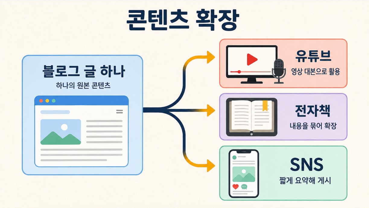 블로그 글 하나로 유튜브&middot;전자책&middot;SNS 확장